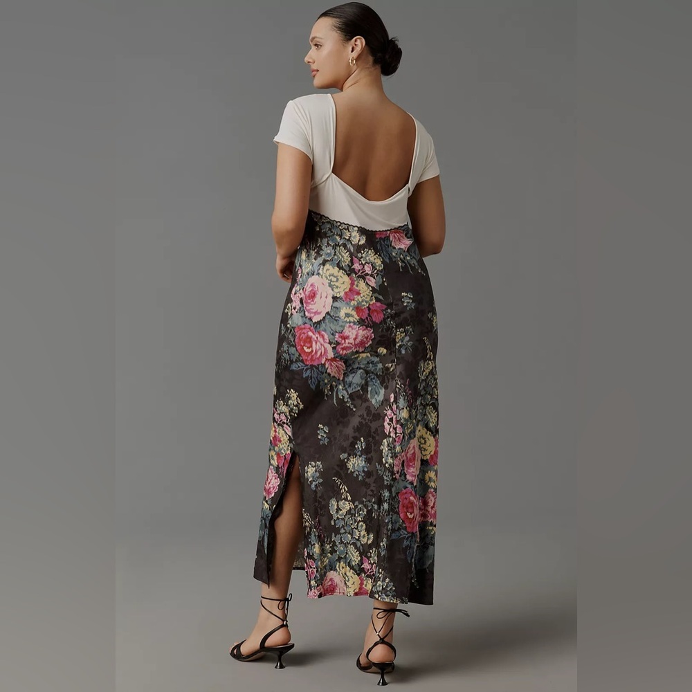 NWT By Anthropologie Twofer Midi Slip Dress size Large 90s Vintage Style - Picture 3 of 13